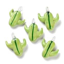 Светло-зеленый Подвески лэмпворк ручной работы, светло-зеленый, 35.5x30x9.5 мм, отверстие : 3.5 мм