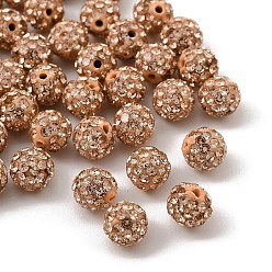Светло-Персиковый Бусины со стразами, полимерная глина , pave disco бусины, класс А, половине просверлил, круглые, светлый персик, С. 9 (1.5 мм), 1.6 мм, отверстие : 6 мм