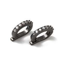 Черный Цвет Металла Латунные микро проложить кубического циркония раз за застежками, без свинца и без кадмия, долговечный, металлический черный , 8.5x7x2 мм