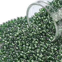 (1006) Silver Lined Light Emerald Luster  Toho runde Rocailles, japanische Rocailles, (1006) Silber gefütterter heller Smaragdglanz, 11/0, 2.2 mm, Bohrung: 0.8 mm, über 1110pcs / Flasche, 10 g / Flasche