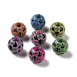 (52) Непрозрачная лаванда Непрозрачные акриловые европейские бусины с распылением, бусины с большим отверстием, круглый с решеткой, разноцветные, 11.5x10 мм, отверстие : 4 мм, Около 1000 шт / 500 г