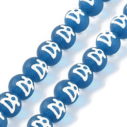 Стально-синий Бусины лэмпворк , Имитация бусин Дзи в тибетском стиле, круглые, стальной синий, 10 мм, отверстие : 1.6 мм