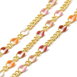 Разноцветный Латунь Figaro цепи, пайки, с эмалью, стойки покрытие, долговечный, без свинца и без кадмия, с катушкой, реальный 18 k позолоченный, красочный, 5x3x1 mm и 2.5x2x1 mm
