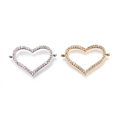 (52) Непрозрачная лаванда Латунные микро проложить кубических ссылки циркония, сердце, прозрачные, разноцветные, 17.5x28x2 мм, отверстие : 1 мм