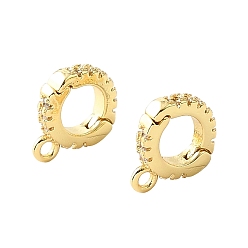 Chapado en Oro Real 18K Fianzas acortadoras potenciadoras de circonita cúbica transparente micro pavé de latón, chapado en rack, larga duración plateado, sin plomo y cadmio, real 18 k chapado en oro, 11x10x2.5 mm, agujero: 1.4 mm