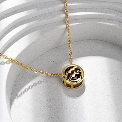 Водолей Латунный паве кубический цирконий камень рождения созвездие кулон кабель цепочка ожерелья, золотые, Водолей, 18.35 дюйм (46.6 см)