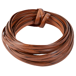 Saddle Brown 10M Plastic Imitation Rattan Wicker, Solid Weaving Material, for DIY, Furniture Knitting, Flat, Saddle Brown, 8x1.5mm