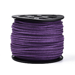 Фиолетовый Экологичный шнур из искусственной замши, искусственная замшевая кружева, фиолетовые, 3.0x1.4 мм, около 98.42 ярдов (90 м) / рулон