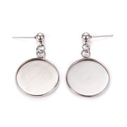 Нержавеющая Сталь Цвет Устойчивые к потускнению 304 серьги-гвоздики из нержавеющей стали, цвет нержавеющей стали, 33 мм, штифты : 0.9 мм, лоток : 20 мм