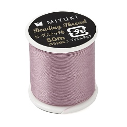 Old Rose MIYUKI Nylon Beading Thread for Seed Beads, Flat, Old Rose, 0.15x0.1mm, about 54.68 Yards(50m)/Roll