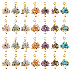 Смешанные камни 28 шт. 7 стили тибетский стиль сплава драгоценных камней европейские подвески с подвесками, подвеска в виде дерева с большой дыркой, античное золото , 40 мм, Кулон : 28 мм, 4 шт / стиль