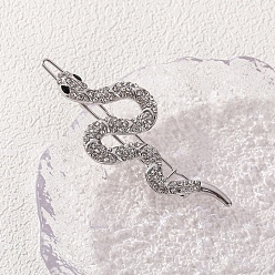 Платина Шпильки для волос из сплава змеи, аксессуары для волос для женщин и девочек, со стразами, платина, 65x30 мм