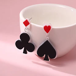 Черный Акриловые серьги-гвоздики в форме сердца ко Дню святого Валентина, платина, слева и справа, чёрные, 51x28 мм