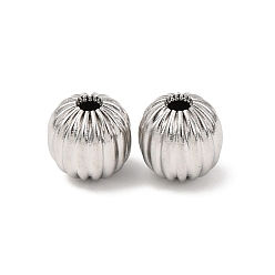 Нержавеющая Сталь Цвет Текстурированные 304 шарики из нержавеющей стали, тыква, цвет нержавеющей стали, 8 мм, отверстие : 1.8 мм