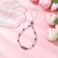 Фиолетовый Мобильные ремешки из натурального аметиста, с нейлоновой нитью, фиолетовые, 216 мм