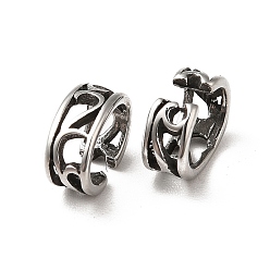 Stainless Steel Color Non-Tarnish 304 Stainless Steel Snap on Bails, Flower Pattern, Stainless Steel Color, 7x9.5x4mm, Hole: 7.5x4.5mm
