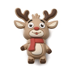 Олень Рождественская тема, силиконовые фокусные бусины, изготовление ожерелий diy, старинный белый, олень, 37x28x16.5 мм, отверстие : 2 мм