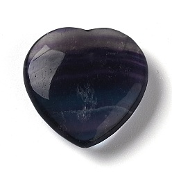Fluorite Natural Fluorite Heart Love Stone, Pocket Palm Stone for Reiki Balancing, 30.5x30x10mm