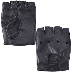 Черный Перчатки из искусственной кожи без пальцев, перчатки без пальцев, чёрные, 140x108x5 мм