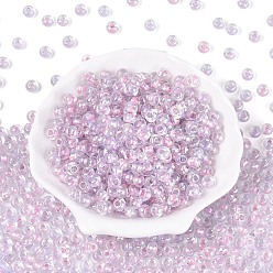 Сливовый Внутренние цвета прозрачные стеклянные бусины, рондель, слива, 6x4 мм, отверстие : 2 мм, Около 2000 шт / 450 г