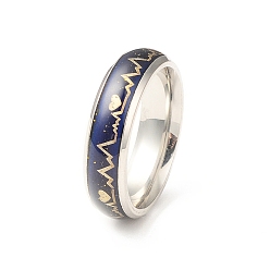 Нержавеющая Сталь Цвет Не тускнеющее кольцо с ритмом сердца, изменение температуры цвет эмоции чувство 201 простое кольцо из нержавеющей стали для женщин, цвет нержавеющей стали, внутренний диаметр: 17 мм