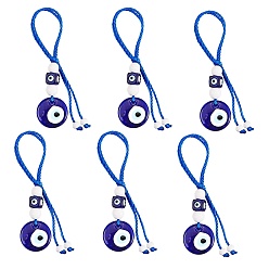 Синий Брелок с подвесками от сглаза ручной работы лэмпворк, с бусинами из натурального дерева, европейские бусины из смолы и плетеная нейлоновая нить, синие, 8~16 см, 6 шт / комплект