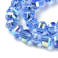 Light Steel Blue Transparent Electroplate Glass Beads Strands, AB Color Plated, Faceted, Rondelle, Light Steel Blue, 7.8x5.8~6.3mm, Hole: 1.5mm, about 80pcs/strand, 18.31''~19.88''(46.5~50.5cm)