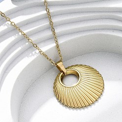 Настоящее золото 18K Плоские круглые 304 из нержавеющей стали кулон ожерелье, ионное покрытие (ip), реальный 18 k позолоченный, 17.99 дюйм (45.7 см)