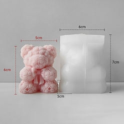 Медведь 3d медвежонок своими руками силиконовые формы для свечей, формы для ароматерапевтических свечей, формы для изготовления ароматических свечей, медведь обнимает бантик, 5x6x7 см