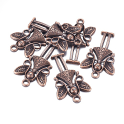 Red Copper Tibetan Style Alloy Pendants, Fairy, Cadmium Free & Lead Free, Red Copper, 58x34x5mm, Hole: 4mm