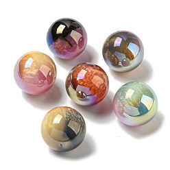 Mixed Color Opaque Acrylic Beads, Half Drilled, Round, Mixed Color, 25mm, Hole: 1.5mm