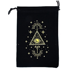 Треугольник Бархатные сумки для хранения, мешочек на шнурке для упаковки карт Таро, прямоугольные, чёрные, треугольные, 18x13 см