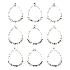 Античное Серебро Тибетский стиль компоненты сплава люстра, слеза, античное серебро, 47x36 мм, отверстие : 1 мм, 10 шт / комплект