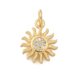 Настоящее золото 18K Латунные микро проложить кубического циркония подвески, солнечные чары, без кадмия и без свинца, стойки покрытие, долговечный, с целью перехода в кольце, реальный 18 k позолоченный, 14x11.5x2 мм, отверстие : 3.2 мм