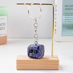 Содалитовое Брелок для домашних животных из натурального содалита, Брелок с энергетическим камнем в виде куба Рейки для сумки, ювелирного украшения, подарка, 8x2 см