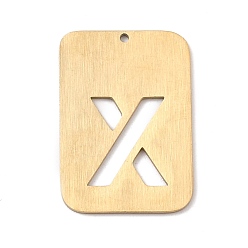 Letter X Ionenbeschichtung (IP) 304 Edelstahlanhänger, Rechteck mit Alphabet, hohl, letter.x, 32x22x1 mm, Bohrung: 1.5 mm