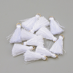 Белый Украшения полиэстер кисточкой, С несварными железными прыжковыми кольцами, золотые, белые, 26 мм, отверстие : 4 мм