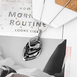 Серебро Длинные ожерелья из сплава хрустальных страз и черного стекла в форме тройного ромба для подходящей одежды, серебряные, 35.04 дюйм (89 см)