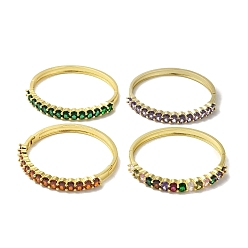 Mixed Color Brass Pave Cubic Zirconia Hinged Bangles for Women, Golden, Mixed Color, Inner Diameter: 2-1/4 inch(5.8cm)