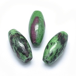 Ruby in Zoisite Natural Ruby in Zoisite Beads, Half Drilled, Rice, 42.5~44x19~20mm, Hole: 3mm