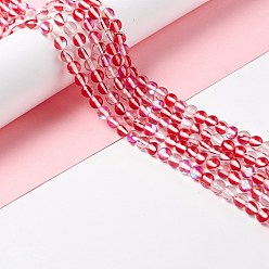 Красный Синтетические лунные лучи, круглые, красные, 6 мм, отверстие : 0.8 мм, около 63 шт / нитка, 14.57''~15.55'' (37~39.5 см)