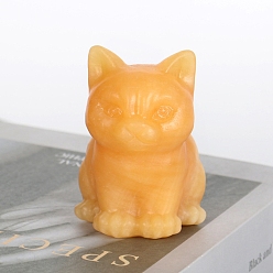 Топаз Нефрит Натуральный топаз нефрит резные фигурки статуэтки для украшения домашнего рабочего стола, кошка, 55x50x70 мм