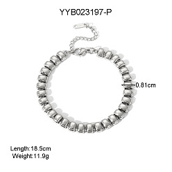 Нержавеющая Сталь Цвет 304 браслеты из нержавеющей стали с цепочкой из звеньев фасоли для унисекс, элегантная коллекция ювелирных изделий, цвет нержавеющей стали, 7-1/4 дюйм (18.5 см)