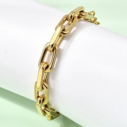 Золотой 304 браслеты-цепочки с прямоугольными кольцами из нержавеющей стали для женщин, золотые, 7.28 дюйм (18.5 см)
