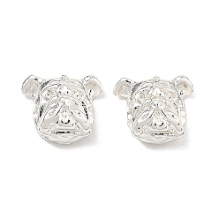 Silver Alloy Puppy Beads, Bulldog Head, Silver Color Plated, 11x12.5x8mm, Hole: 2mm
