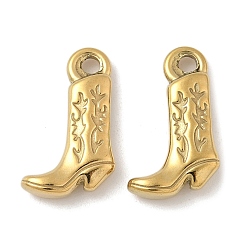 Настоящее золото 18K 304 подвески из нержавеющей стали, ковбойский сапог, ионное покрытие (ip), реальный 18 k позолоченный, 21x13x4.5 мм, отверстие : 2.2 мм