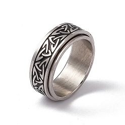 Нержавеющая Сталь Цвет Эмалевый узор в виде матросского узла, вращающееся кольцо блесны, 304 кольцо из нержавеющей стали для снятия стресса, цвет нержавеющей стали, размер США 7 (17.3 мм)