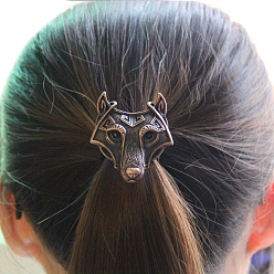 Красная Медь Резинки для волос из сплава со стразами, аксессуары для волос для женщин и девочек, волк, Красная медь, 50x40 мм