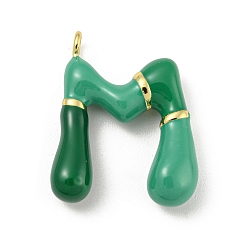 Letter M Латунь эмаль подвески, долговечный, без кадмия и без свинца, реальный 18 k позолоченный, буквенное очарование, Буква М, 23x18.5x5.5 мм, отверстие : 2 мм