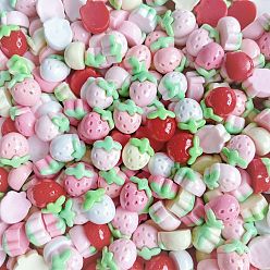 Клубника Непрозрачные кабошоны из смолы, случайный цвет, клубника, 12x9.5x6 мм